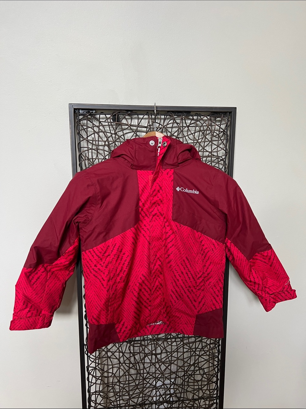 Columbia Boys Bugaboo II Fleece Interchange ski Jacket 3-in-1 outgrown maroon XS